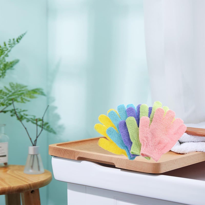 MOLOPPO Bath Glove 2PCS Use Loofah Sponge Exfoliating Body Scrubber Deep Cleansing Removes Dead Skin for Both Women and Men(Cyan) - Image 5